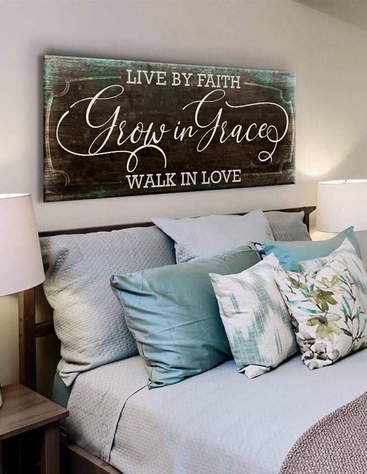 Christian Wall Art: Live By Faith - Wood Frame, Ready To Hang! Buy 2 Save 20%