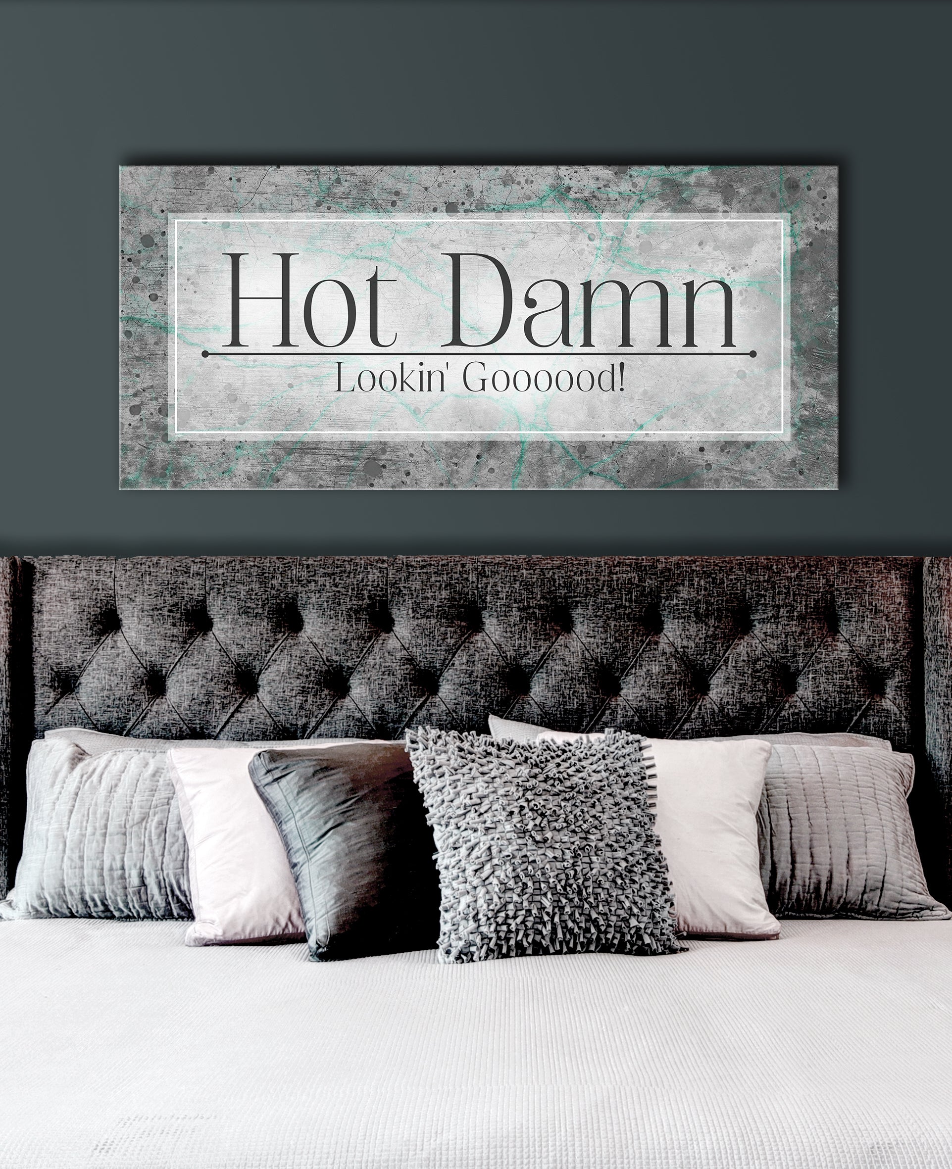 Hot Sale! High - Quality Couples Wall Art 'Hot Damn Lookin' Good' with Wood Frame Ready to Hang