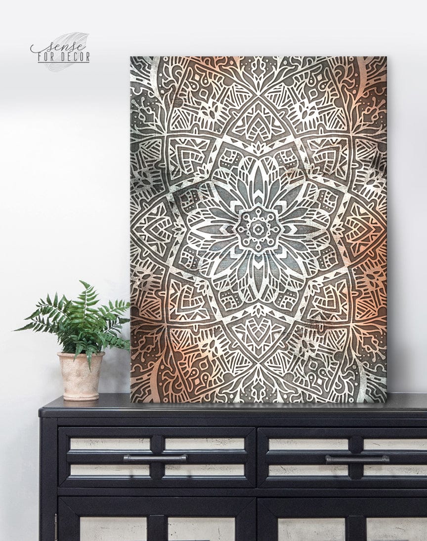 Hot! Mandala Wall Art V15 with Wood Frame, Ready to Hang