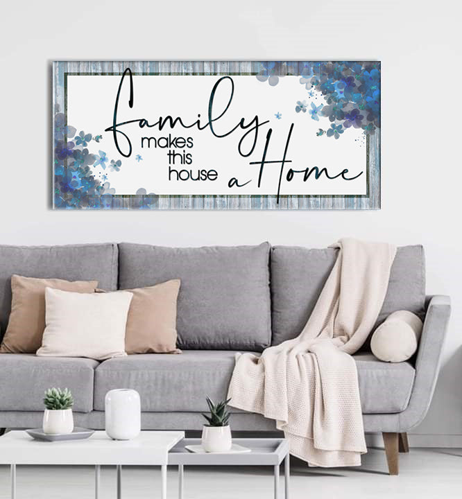 Family Wall Decor: 'Family Makes This House A Home' V3 with Wood Frame, Ready to Hang - Buy 2 Save 20%