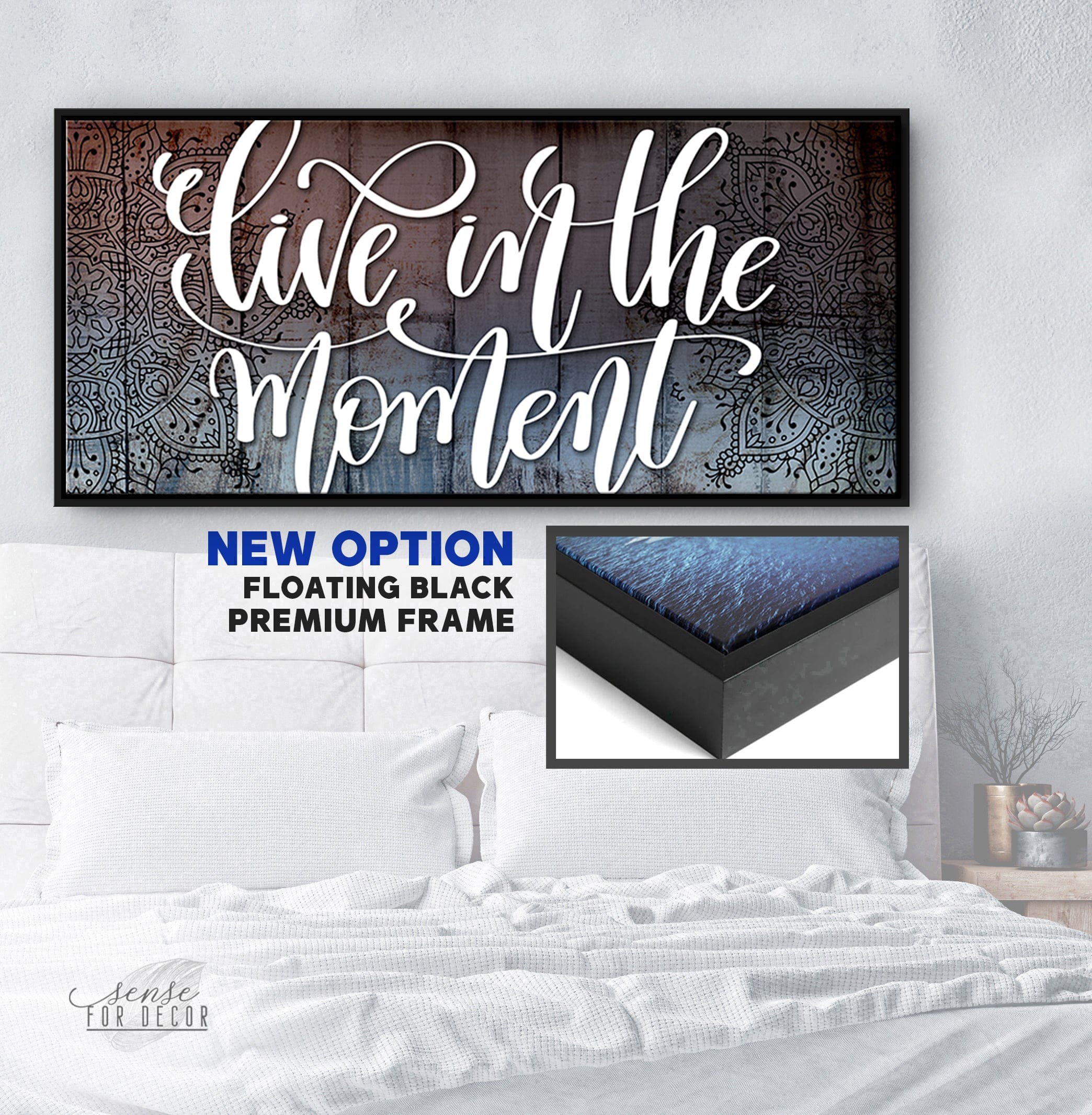 Hot Deal! Inspiring Wall Art - 'Live In The Moment' with Wood Frame, Ready To Hang