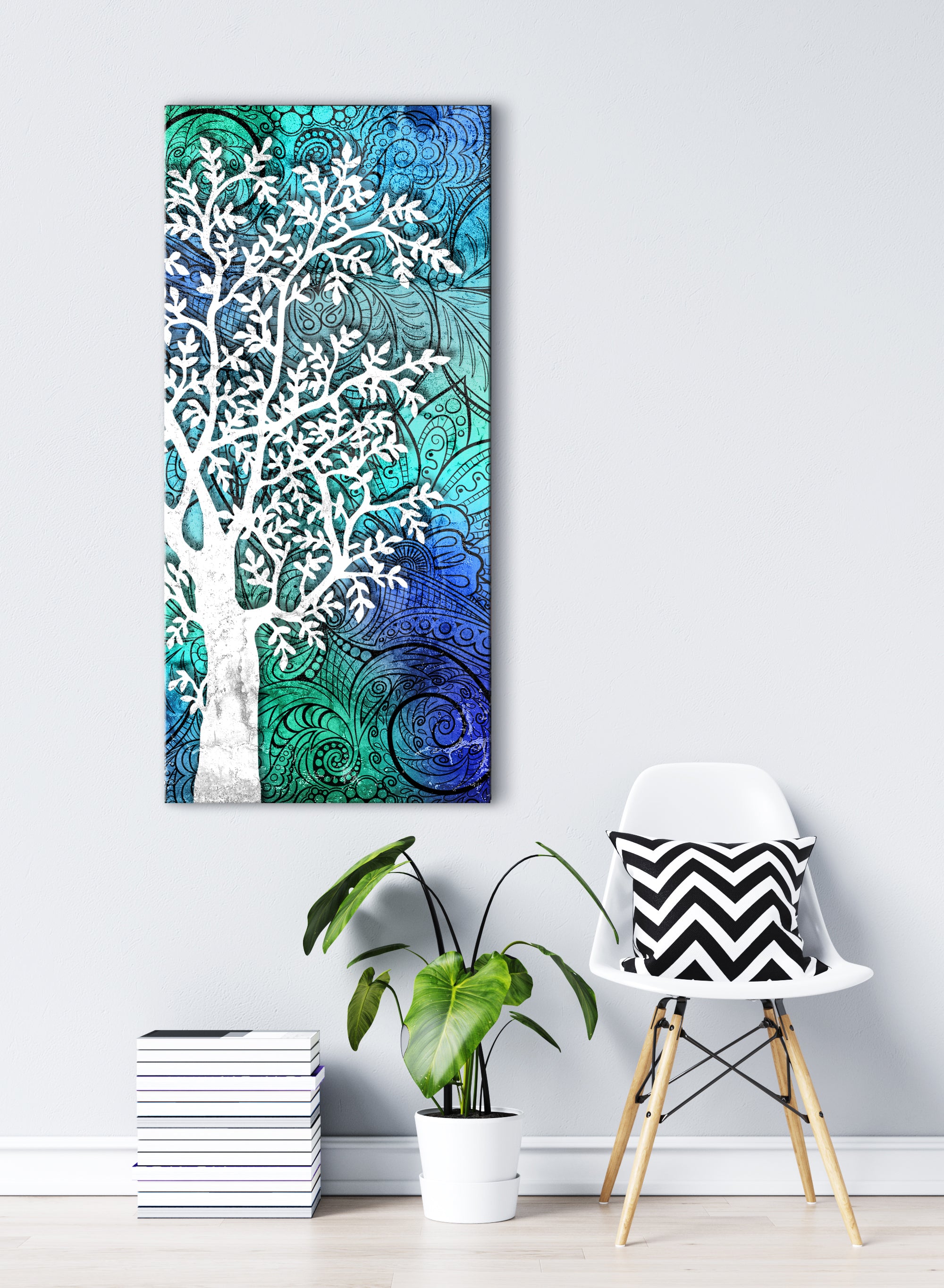 Boho Style Colorful Tree Wall Art with Wood Frame, Ready to Hang! Buy 2 Save 20%