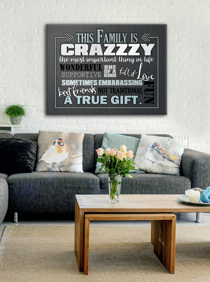 Ready-To-Hang Wood Frame Bedroom Wall Art: My Wacky Family