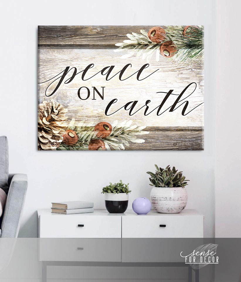 Exclusive Holiday Wall Art - Peace On Earth with Wood Frame, Ready to Hang! Buy 2, Save 20%