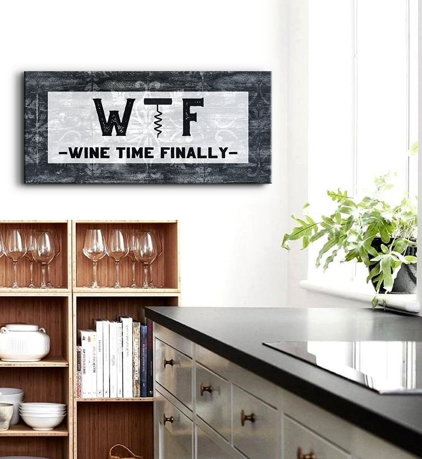 Exclusive Wine Wall Art - Wine Time Finally (Wood Frame, Ready To Hang) - Buy 2 Save 20%