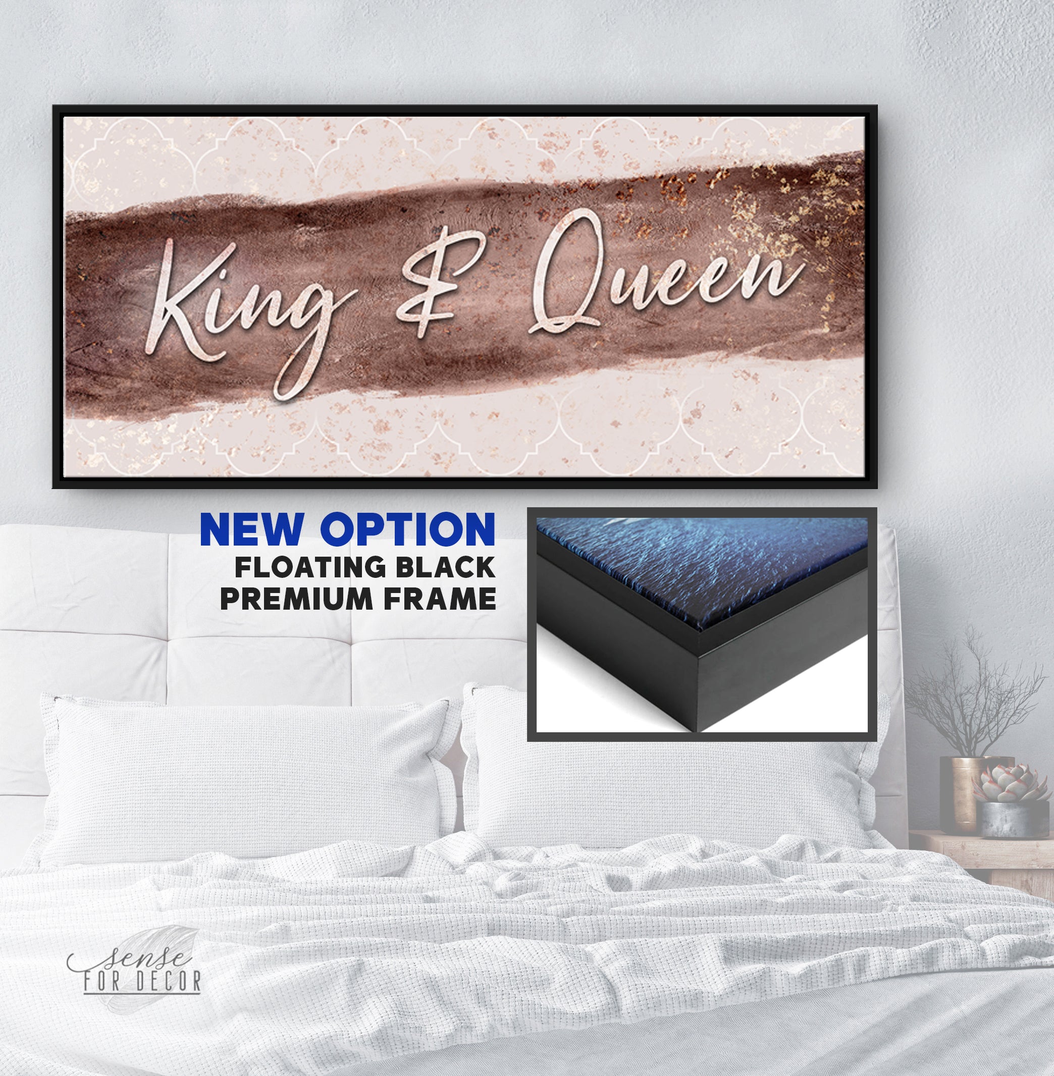 Exclusive Couples Wall Art: King and Queen V2 with Wood Frame, Ready To Hang - Buy 2 Get 20% Off!