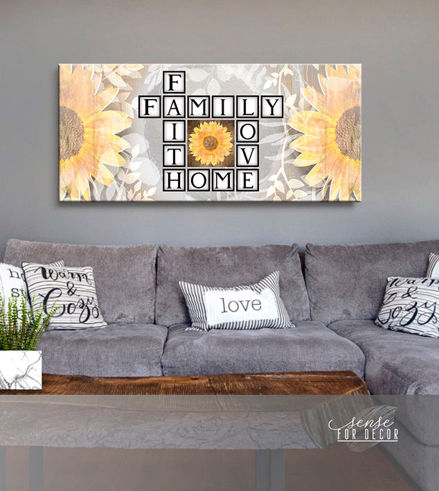 Hot Deal! Family Wall Art - Family Faith Home Love V2 with Wood Frame, Ready to Hang