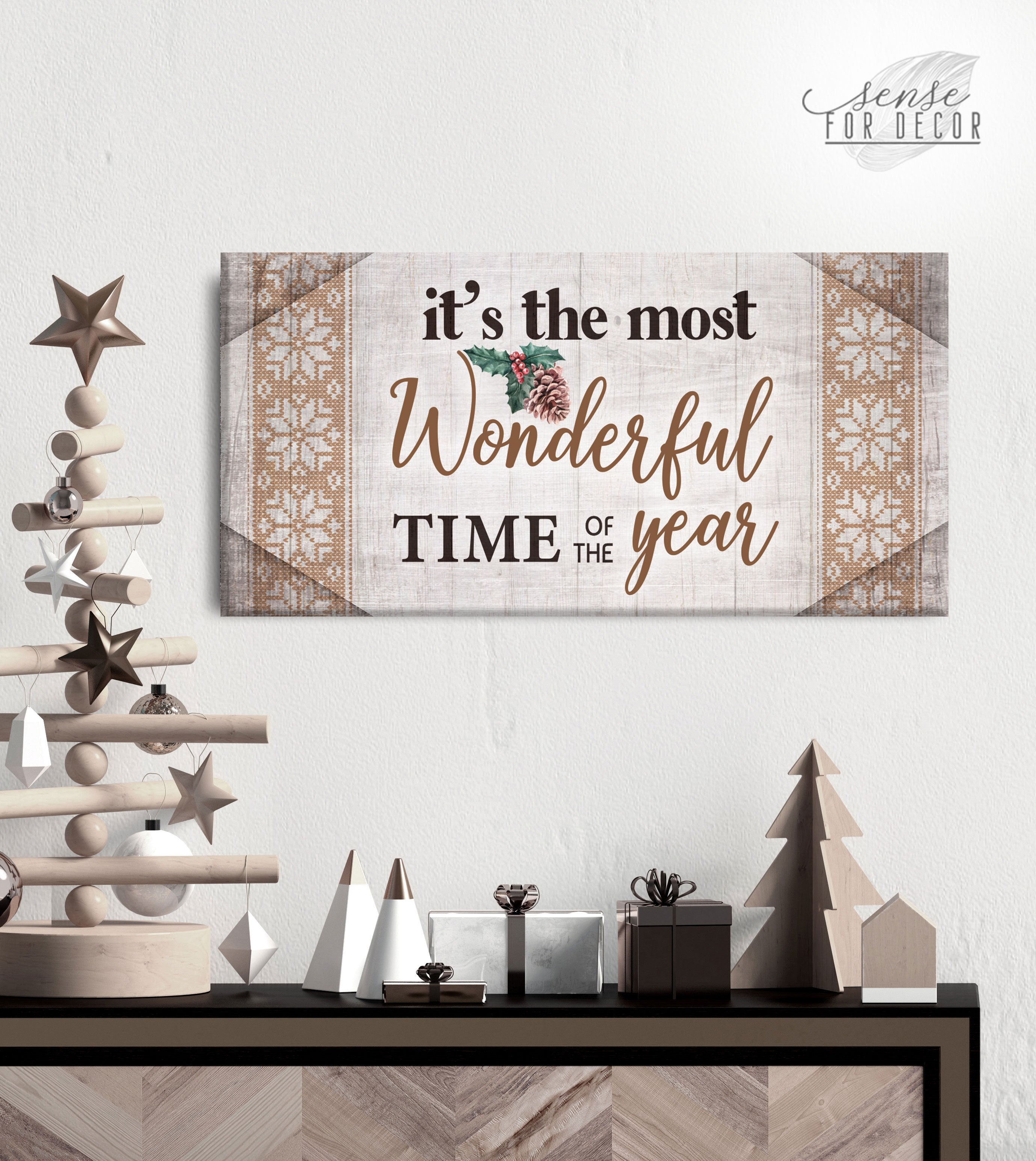Holiday Wall Art: 'It's the Best Time of the Year' V2 - Wood Frame, Ready to Hang