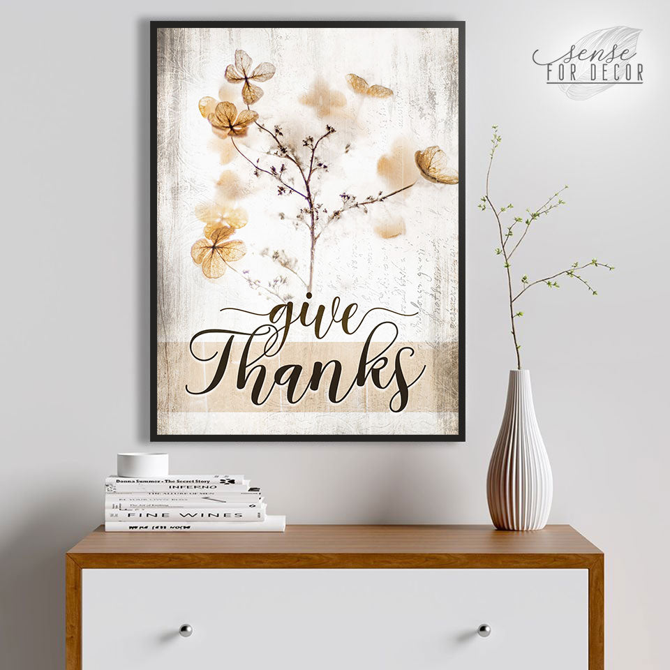 Christian Wall Art: Give Thanks V3 - Wood Frame, Ready to Hang! Buy 2, Save 20%