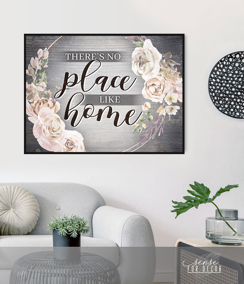 Home Wall Art:  There's no Place Like Home V15 (Wood Frame Ready To Hang)
