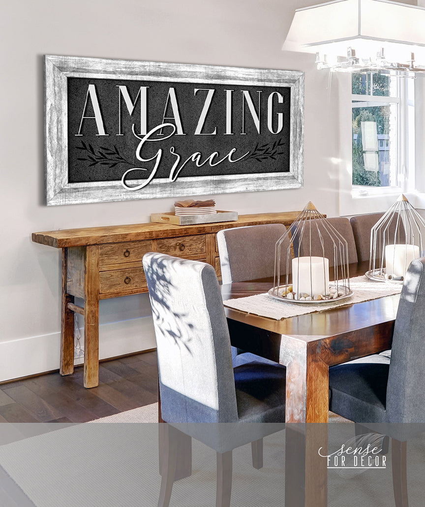 Christian Wall Art: Amazing Grace V12 - Wood Frame, Ready to Hang! Buy 2, Save 20%