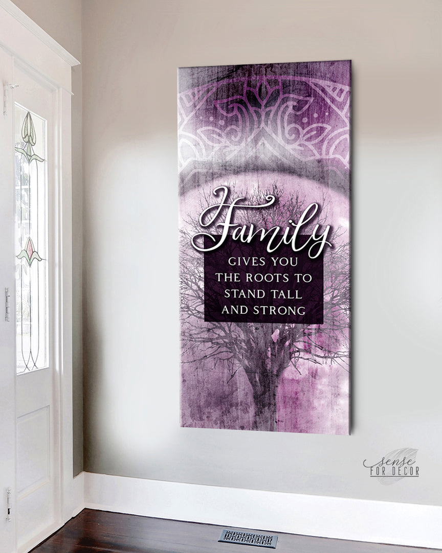 Family Wall Art: Family Gives Roots - Wood Frame, Ready To Hang! Buy 2, Save 20%