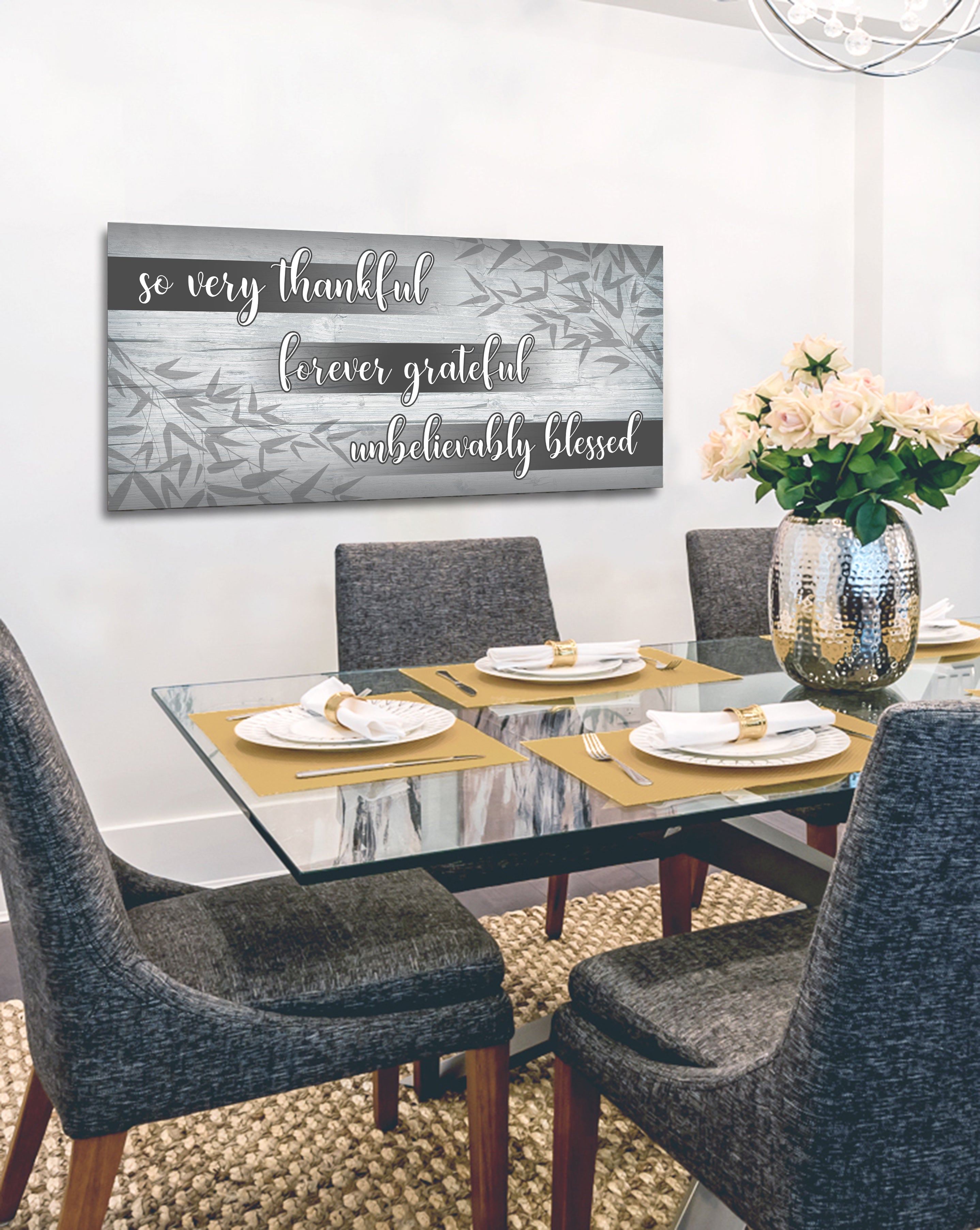 Exclusive Christian Wall Art: So Very Thankful V8 - Wood Frame, Ready To Hang!