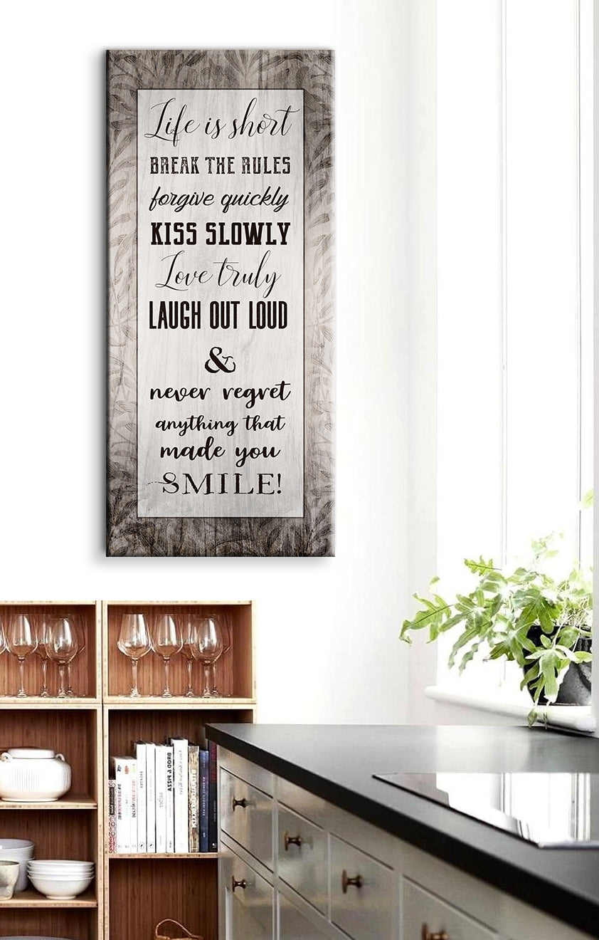 Hot! Ready-to-Hang Wood Frame Home Wall Art: Life Is Short