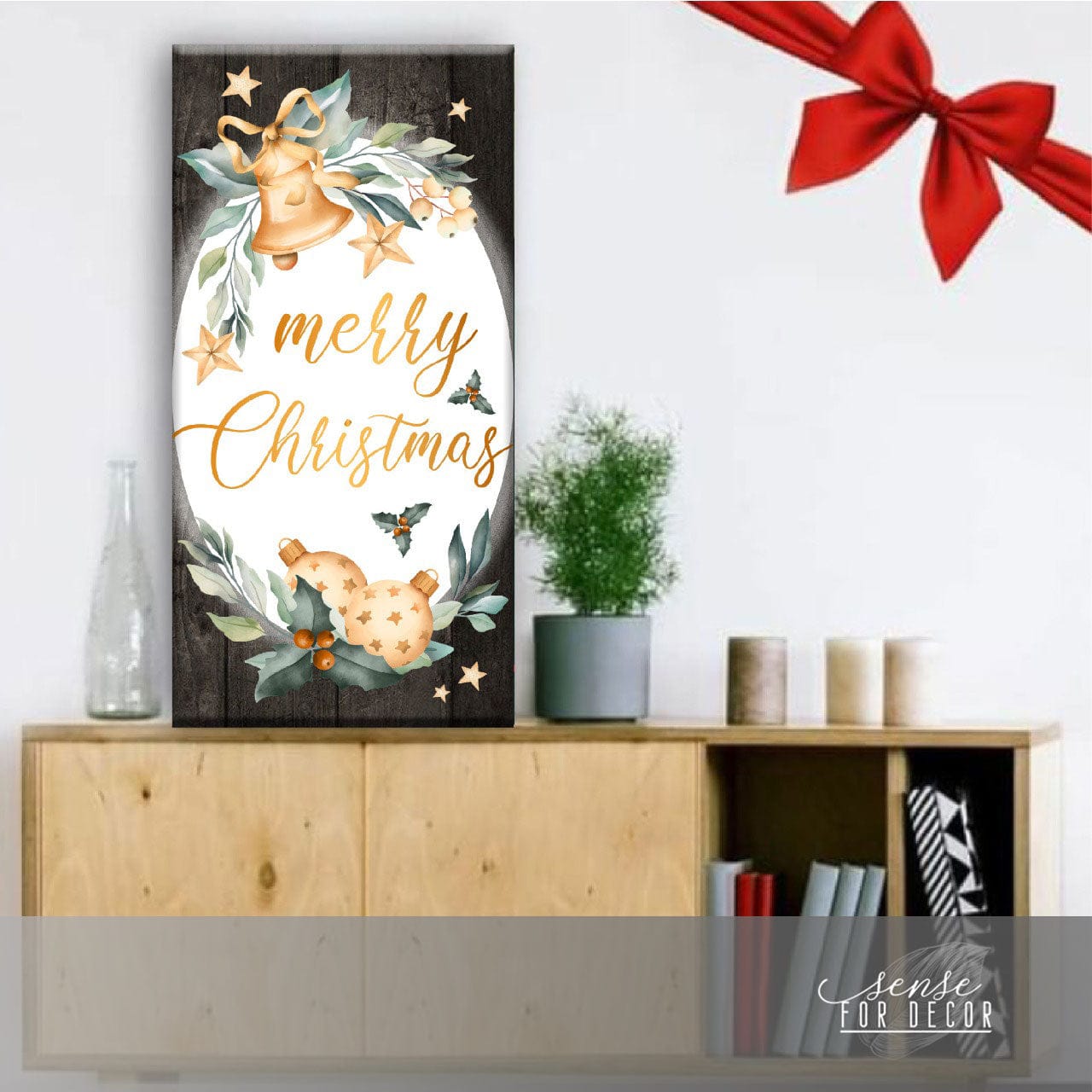 High - Quality Merry Christmas V3 Holiday Wall Art with Wood Frame, Ready to Hang