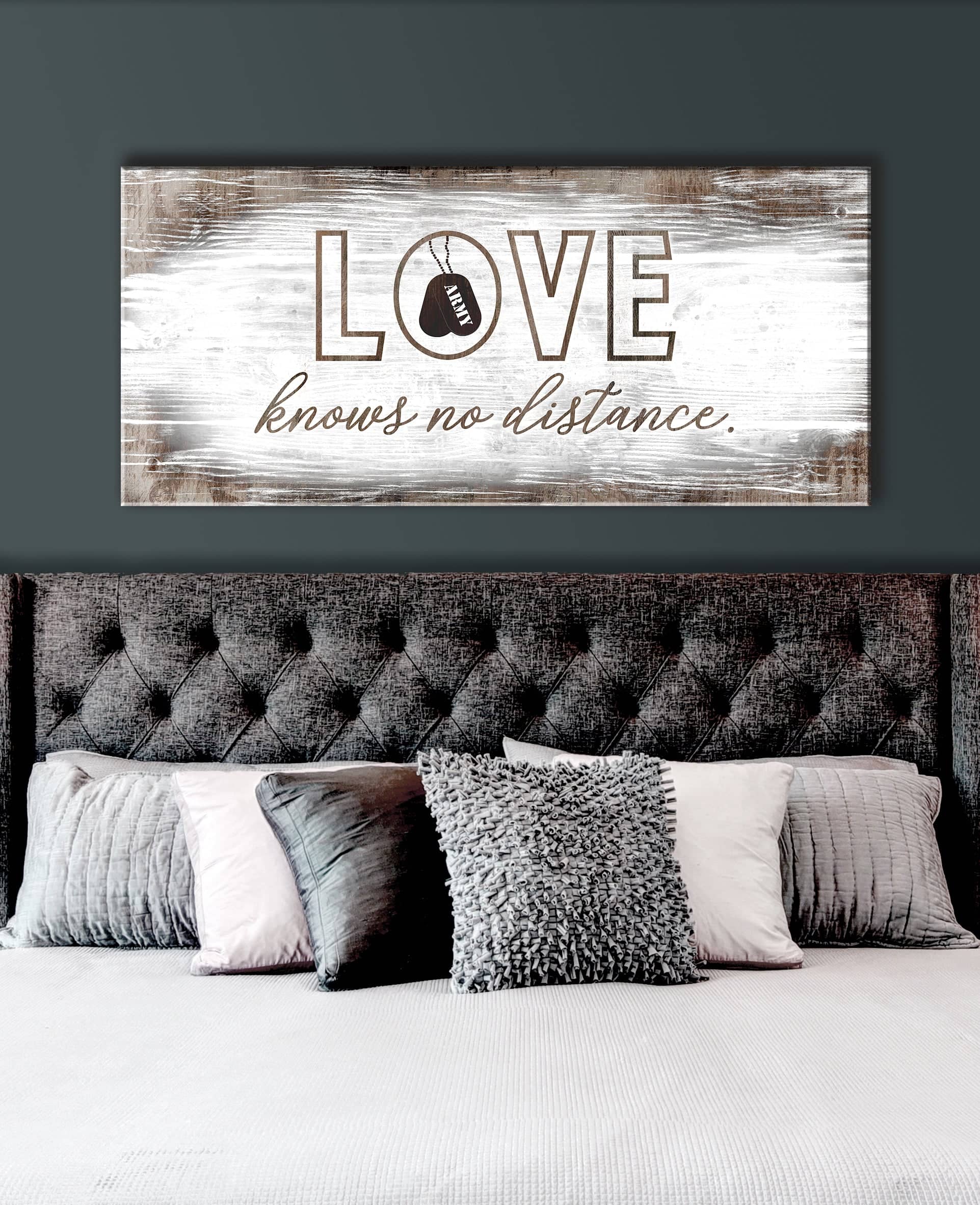 Hot! Bedroom Wall Art - Love Knows No Distance (Wood Frame, Ready To Hang)