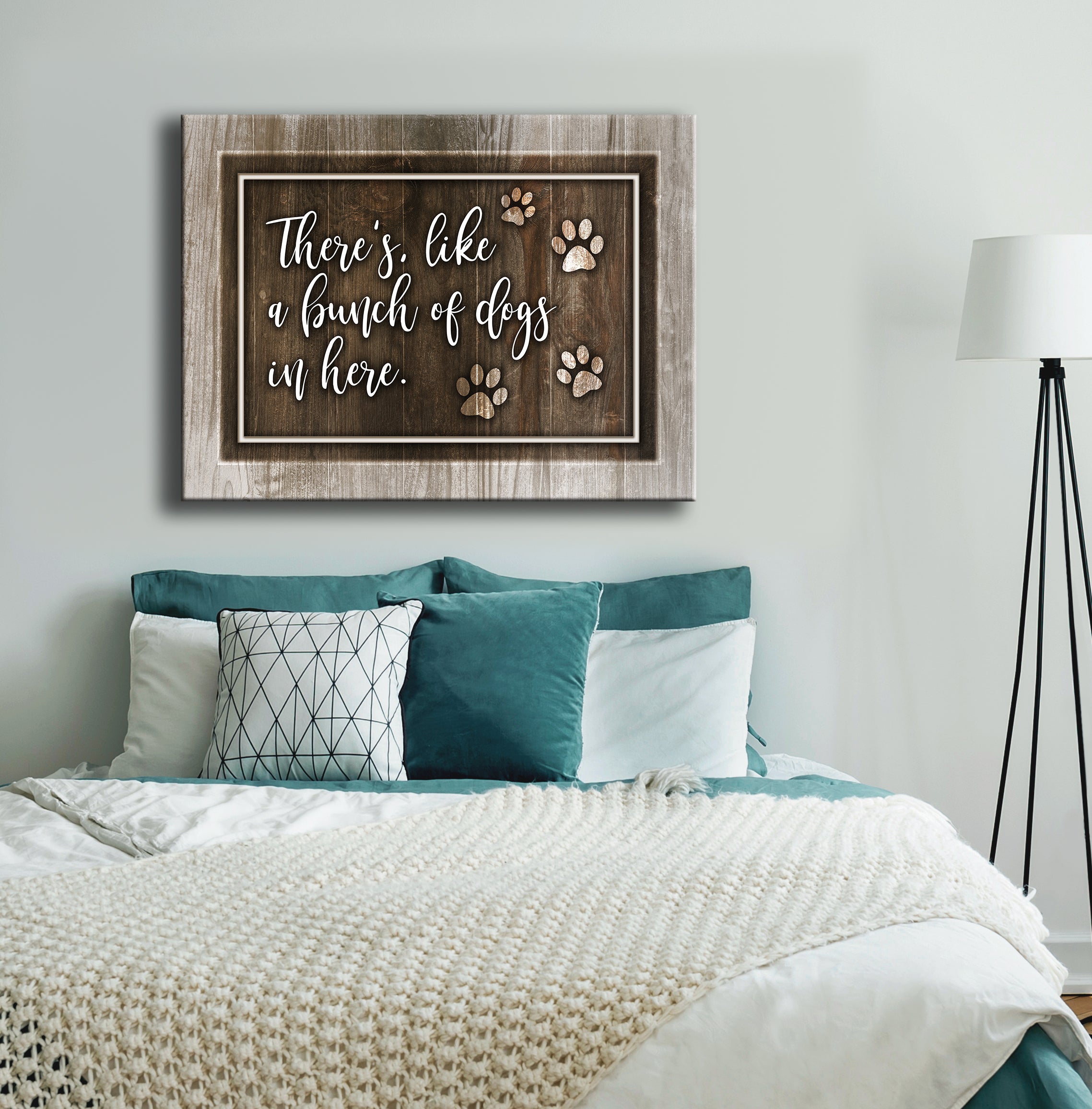 Ready-to-Hang Wood Frame Pet Wall Art Featuring Multiple Dogs