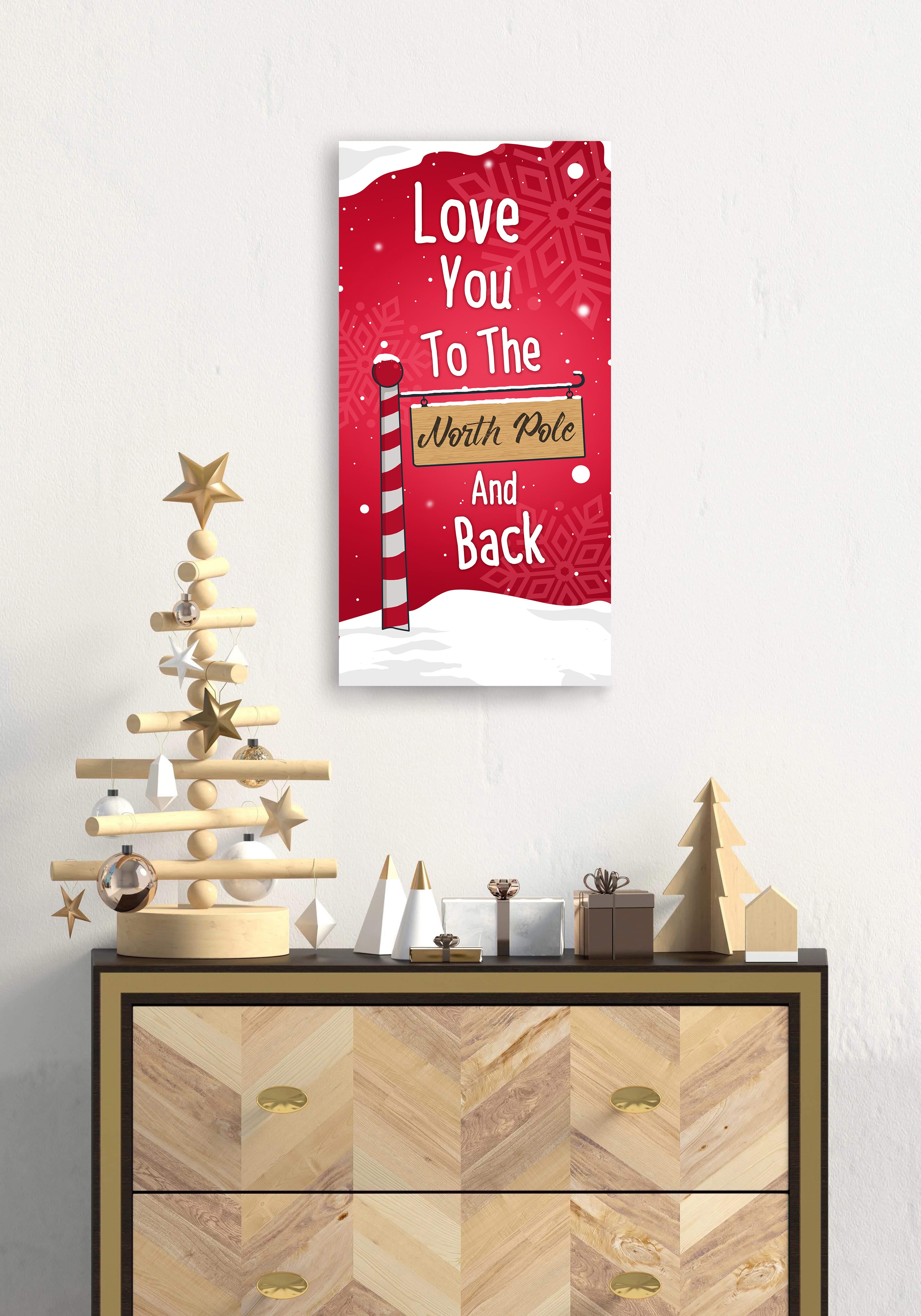 High - Quality Wood - Framed 'Love You To The North Pole' Holiday Wall Art Ready To Hang