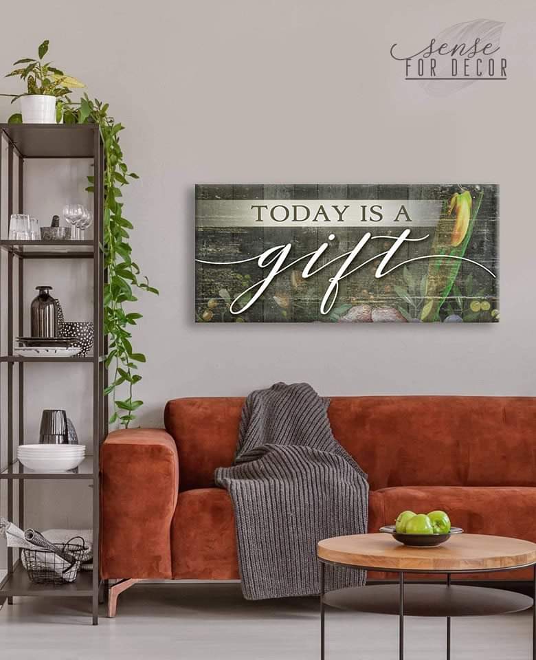 Hot! Christian Wall Art - 'Today is a Gift V3' with Wood Frame, Ready to Hang