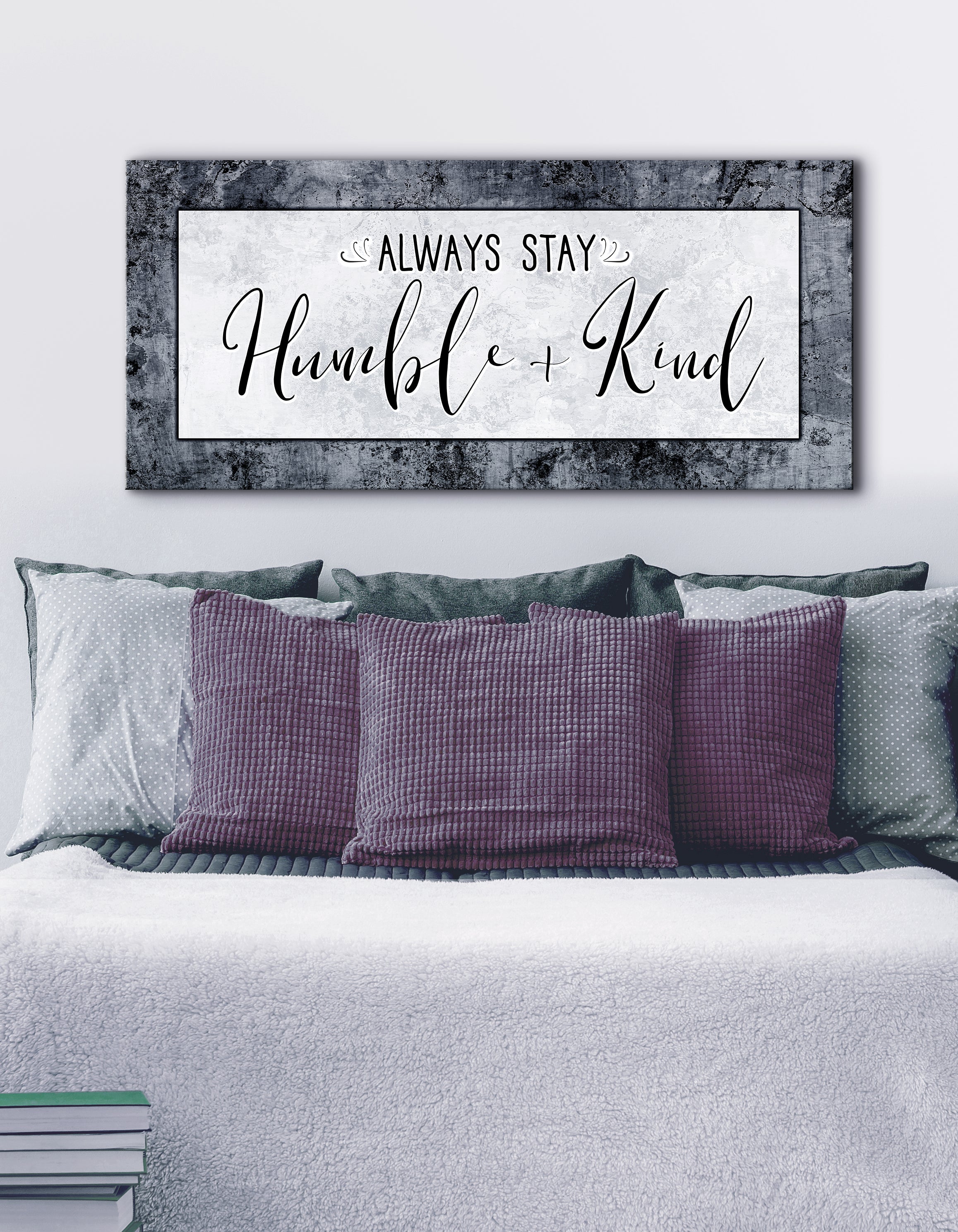 Exclusive! Home Wall Art - Always Stay Humble & Kind V3 with Wood Frame, Ready to Hang