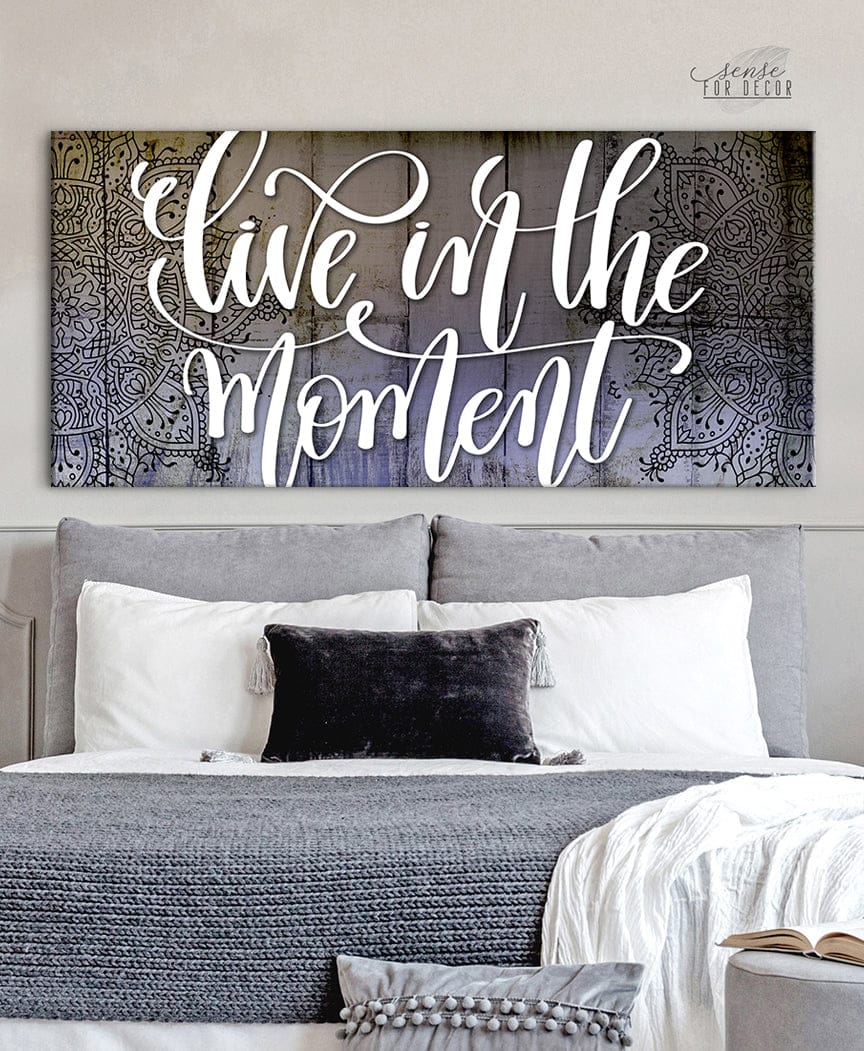 Hot Deal! Inspiring Wall Art - 'Live In The Moment' with Wood Frame, Ready To Hang