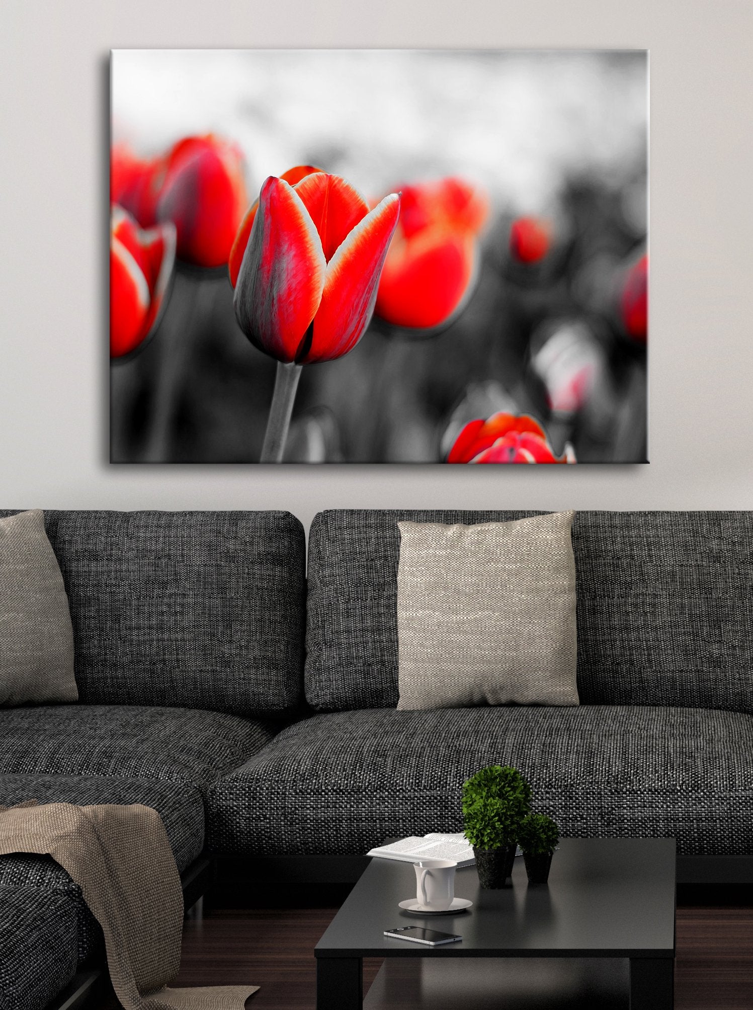 Hot Deal: Ready-to-Hang Red Tulip Flower Wall Art in Wood Frame