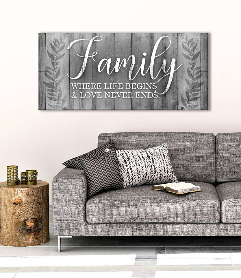 Exclusive Family Wall Art - Family Where Life Begins V4 with Wood Frame, Ready to Hang! Buy 2, Save 20%