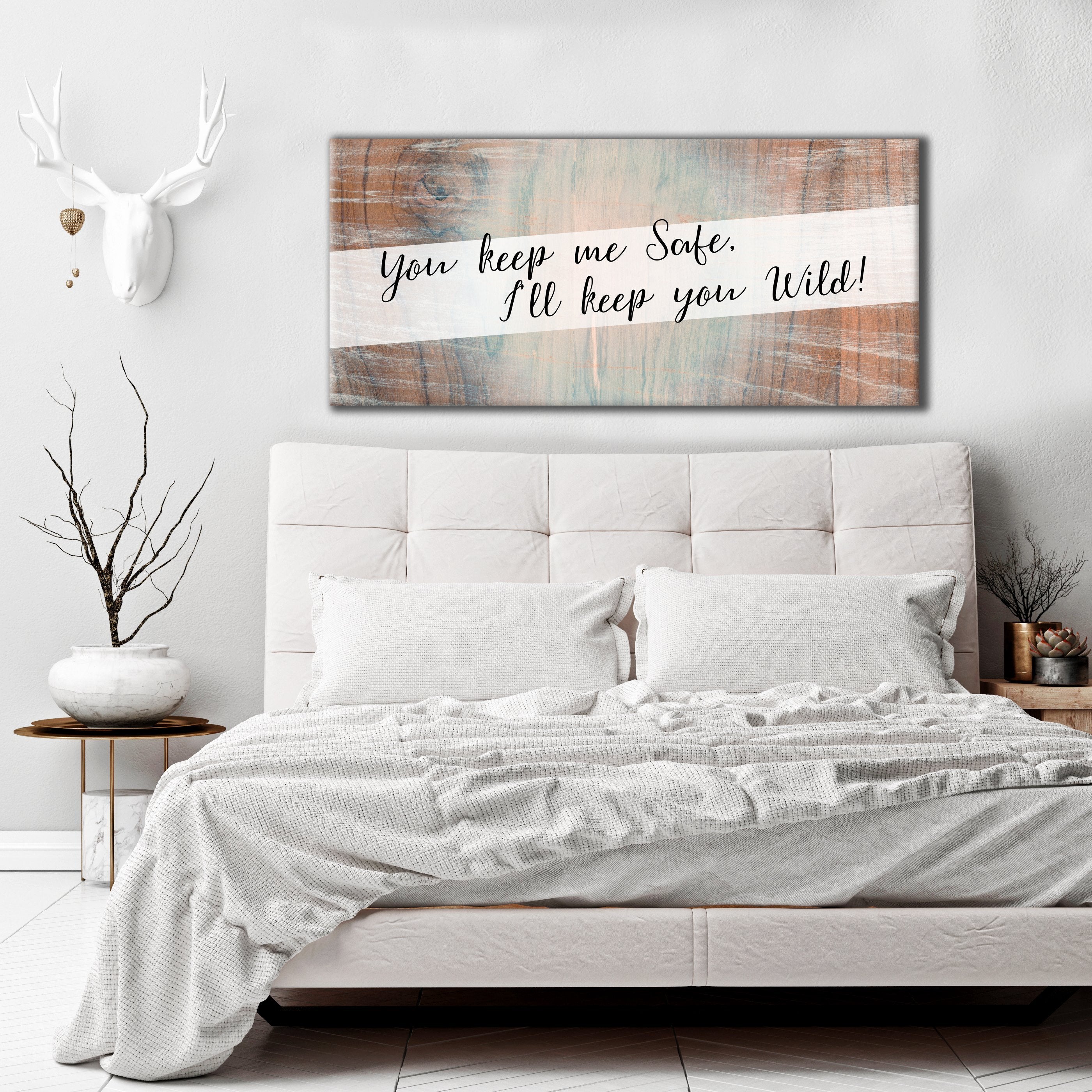 High - Quality Wood - Framed Couples Wall Art: Safe and Wild, Ready to Hang