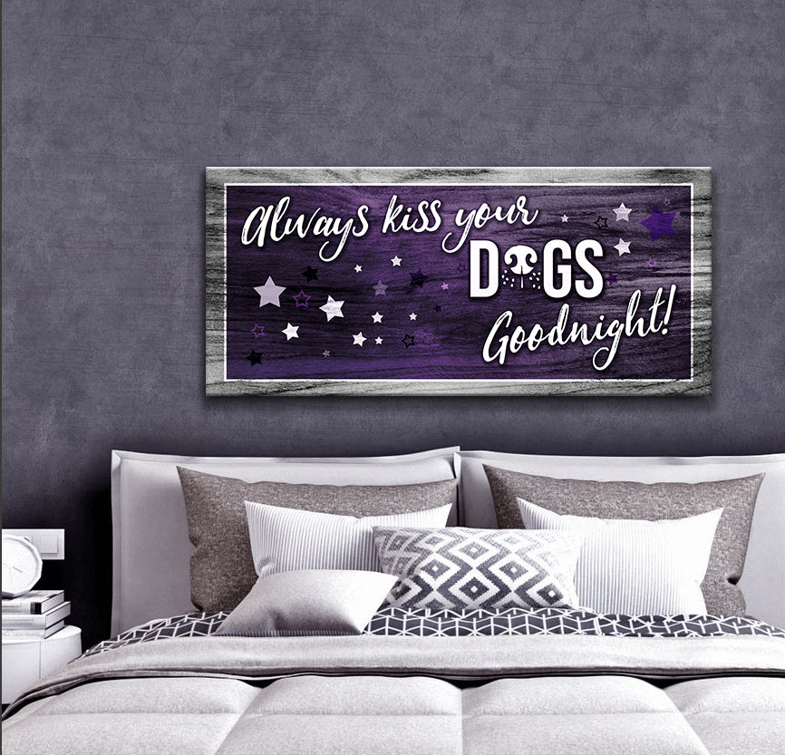 Pet Wall Art: Kiss Your Dogs Goodnight (Ready-to-Hang Wood Frame) - Buy 2, Save 20%