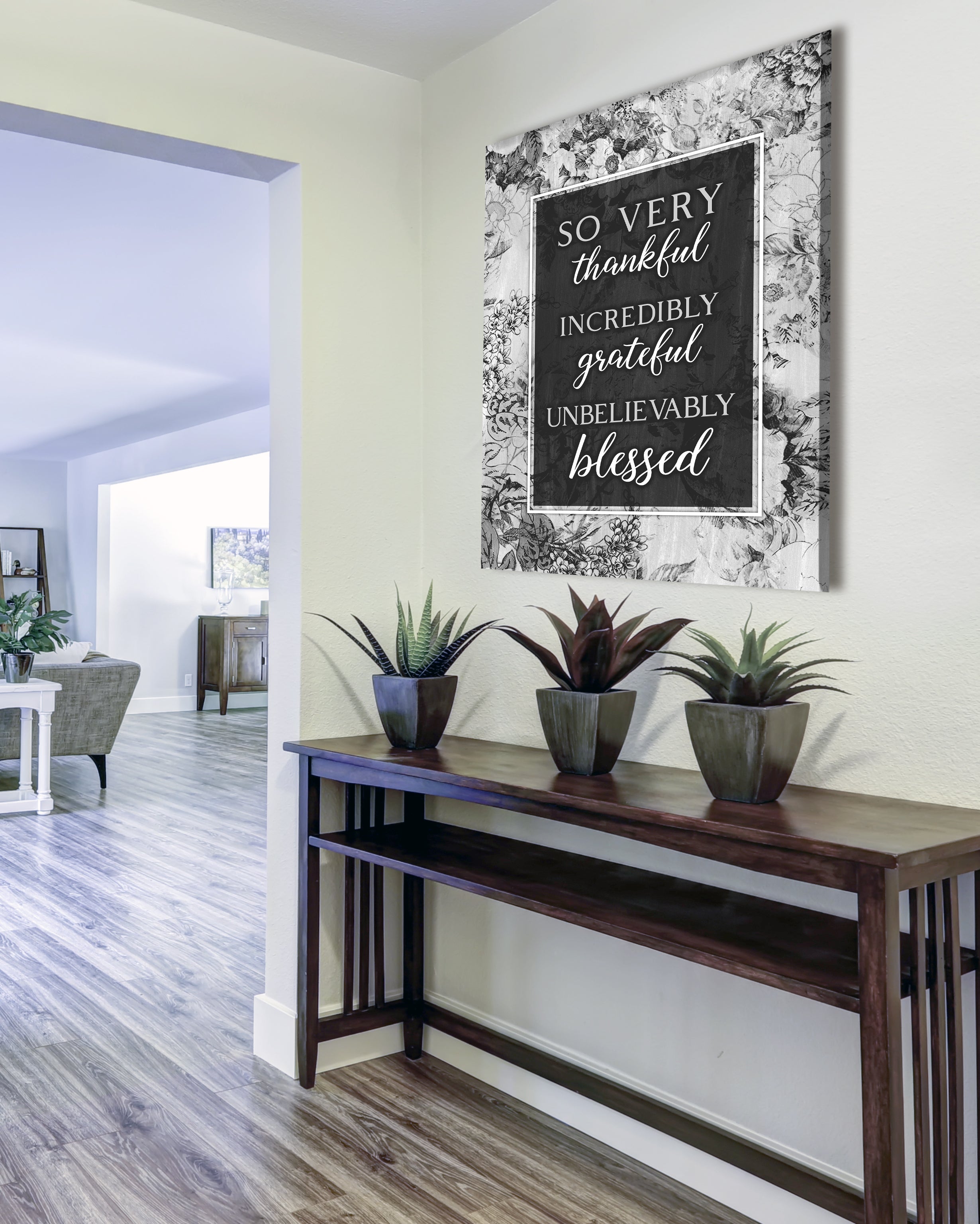 High - Quality Christian Wall Art: 'So Very Thankful V17' with Wood Frame for Easy Hanging