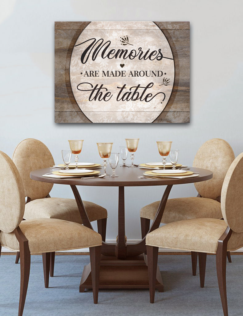 Limited Time Offer! Ready-to-Hang Kitchen Wall Art - Memories Are Made Around The Table V2 with Wood Frame