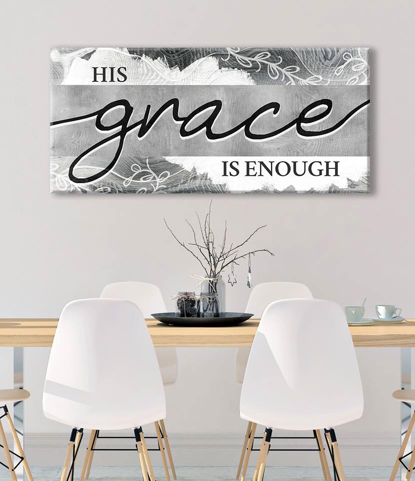 Hot Deal! Christian Wall Art - 'His Grace Is Enough V4' with Wood Frame, Ready to Hang