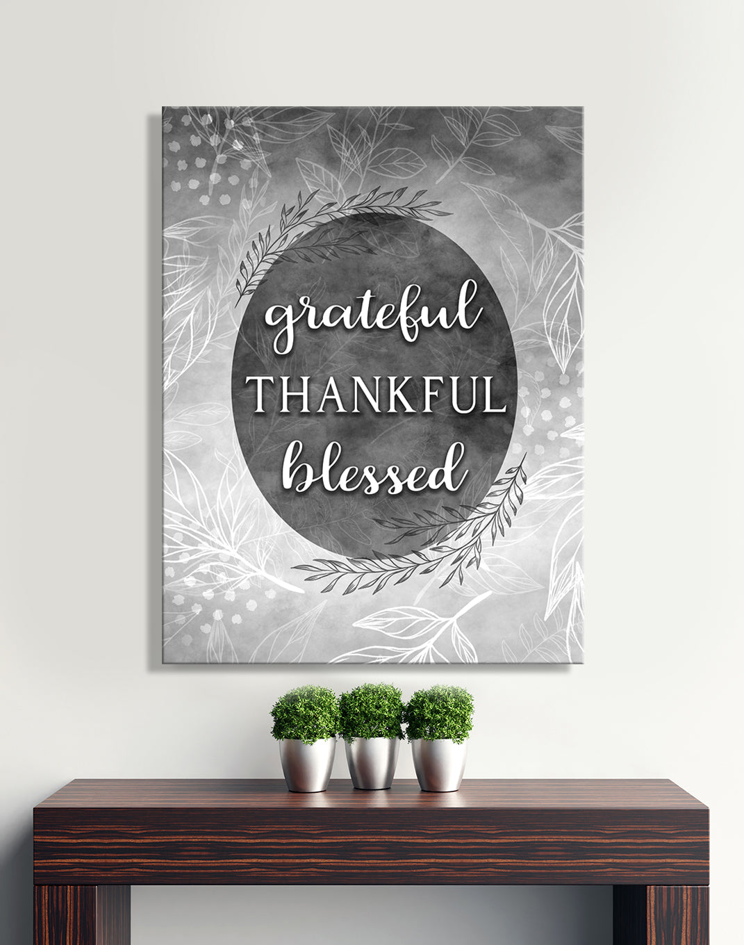 High - Quality Christian Wall Art: Grateful Thankful Blessed V8 with Wood Frame, Ready to Hang