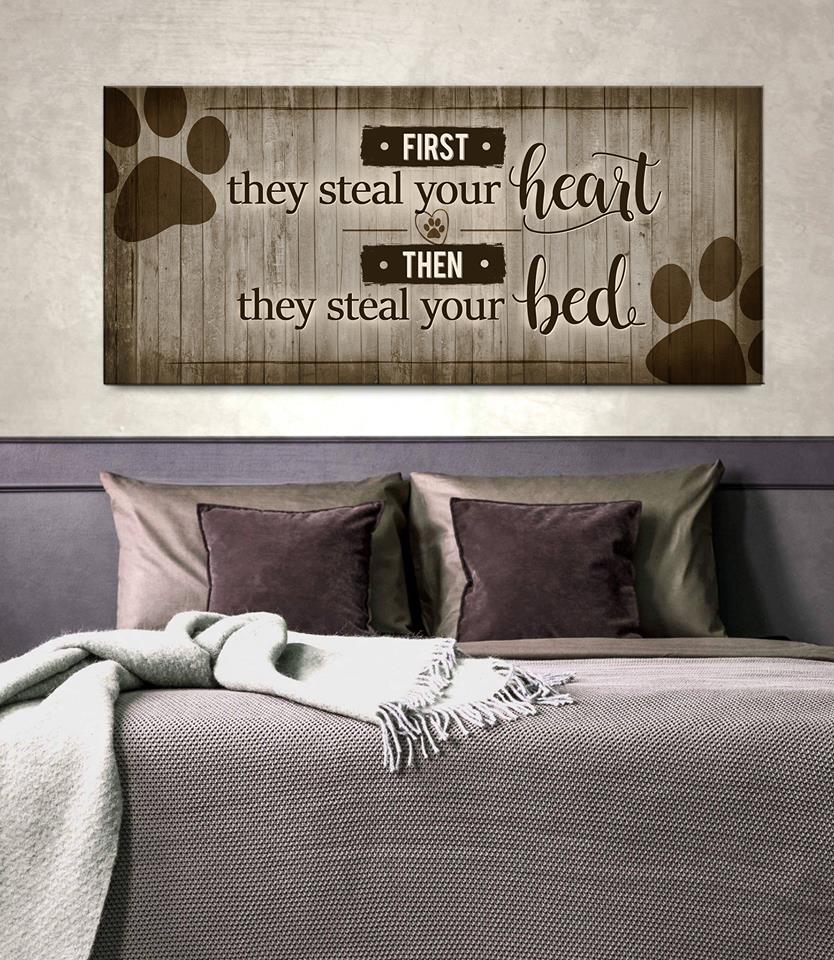 Hot Deal! Ready - to - Hang Pet Wall Art: They First Steal Your Heart (Wood Frame)