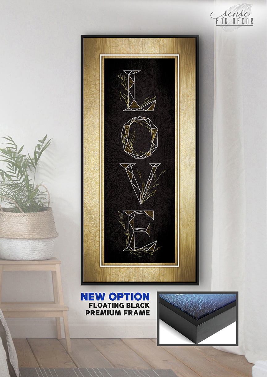 Hot! Couples Love Word Sign Wall Art V3 with Wood Frame (Ready to Hang)