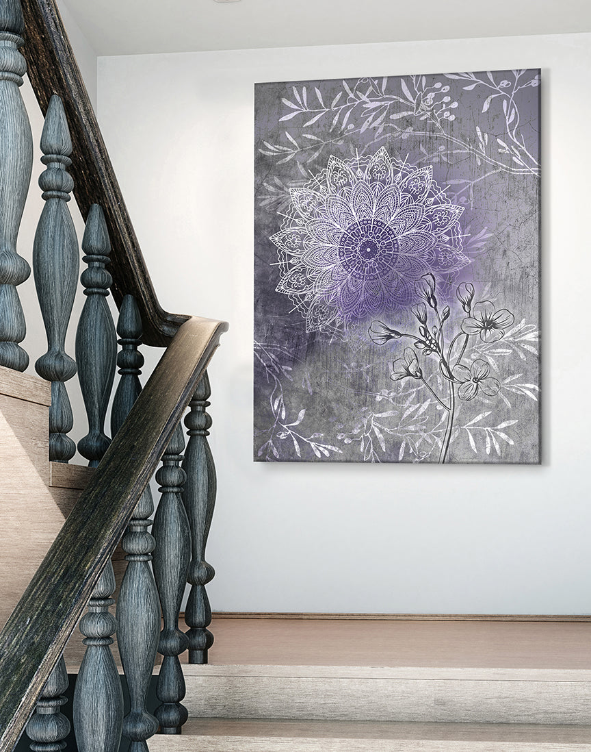 Hot! Boho Flower Mandala Wall Art with Wood Frame, Ready to Hang