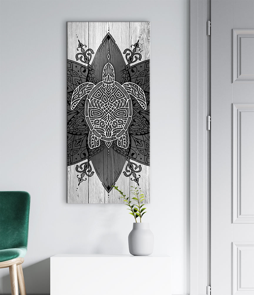 High - quality Boho Turtle Wall Art with Wood Frame, Ready to Hang for Your Home