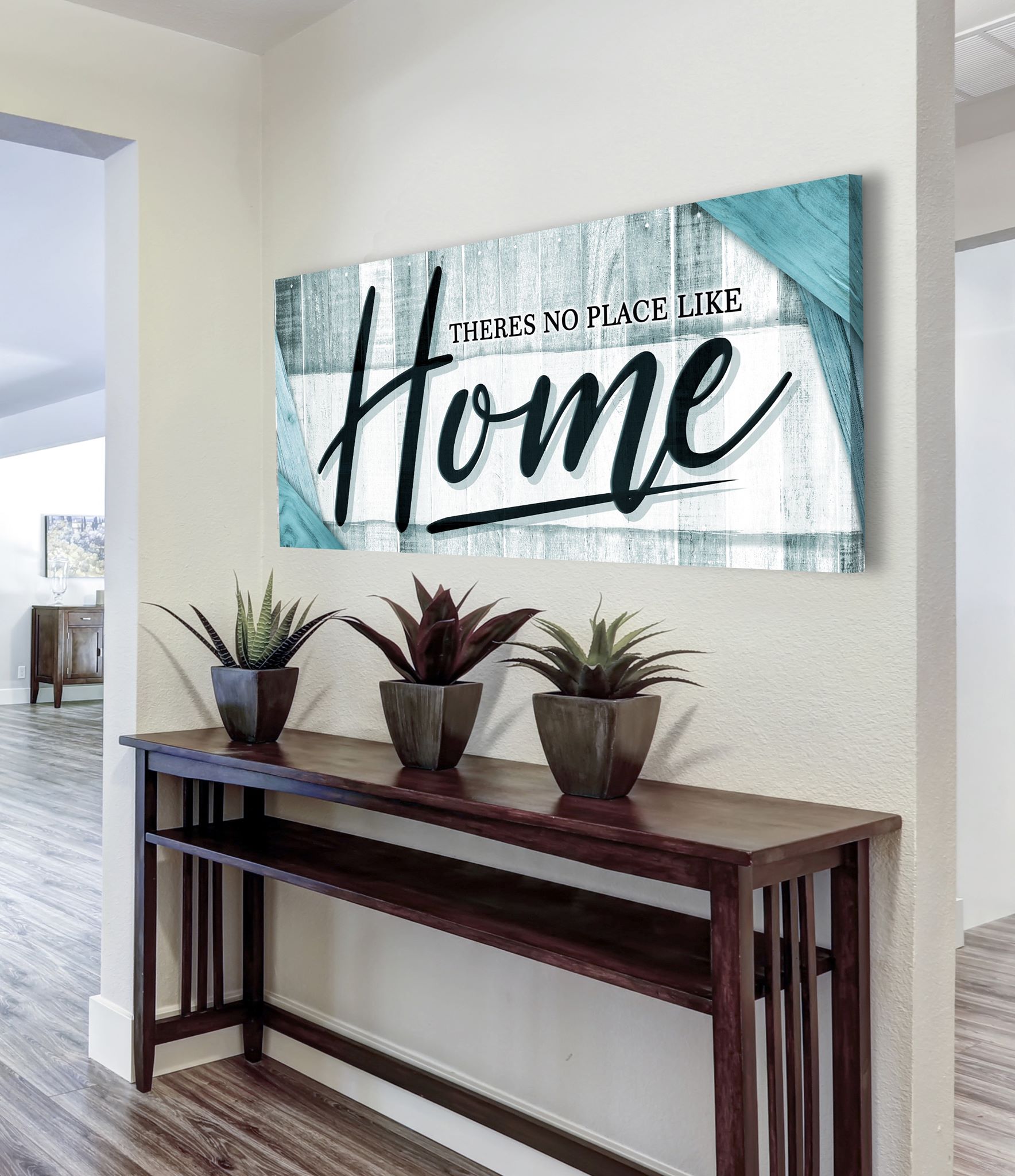 High - quality 'There's No Place Like Home' Wall Art V7 with Wood Frame, Ready to Hang