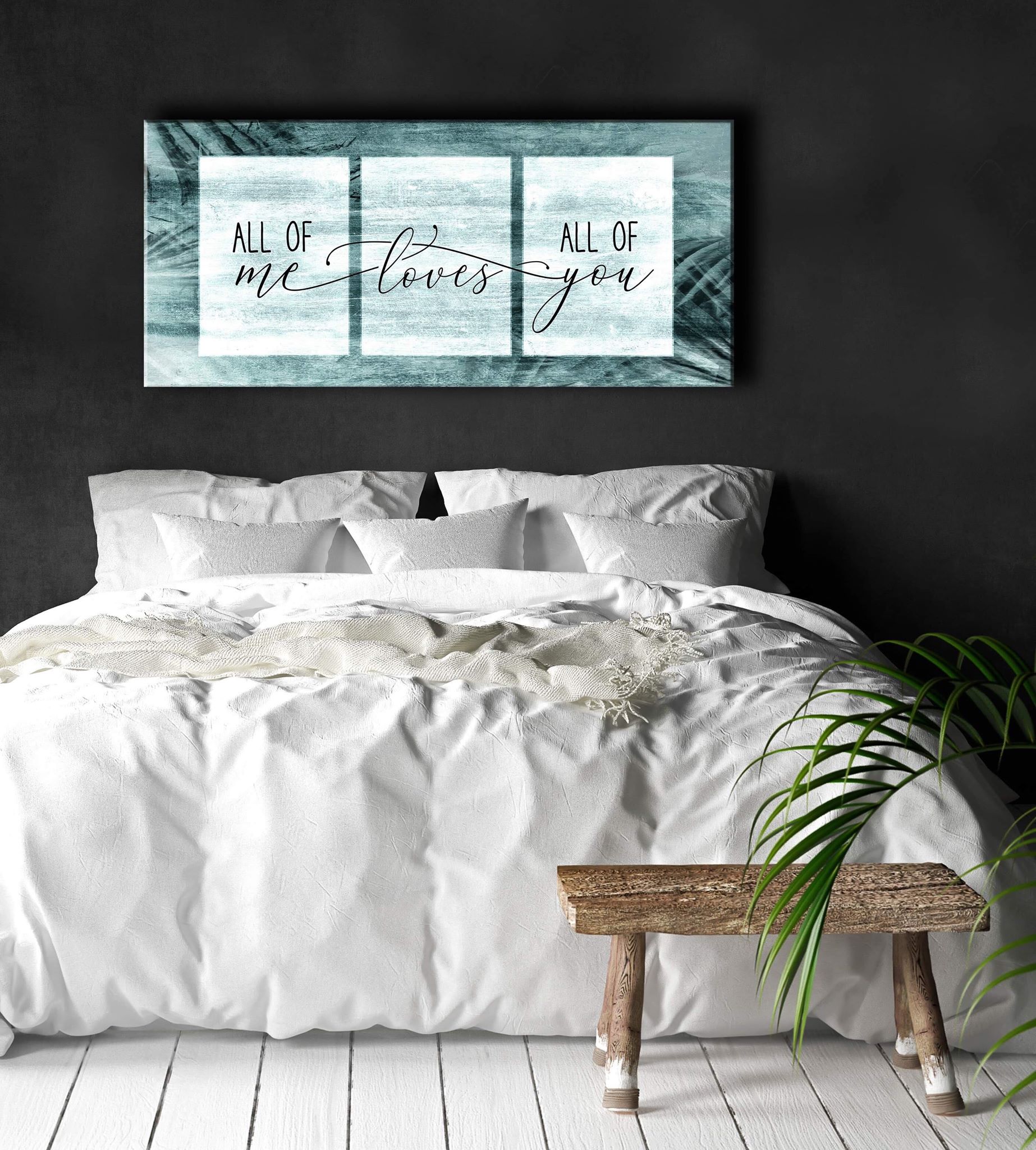 Hot! Couples Wall Art - 'All Of Me Loves All Of You' V4 (Wood Frame, Ready To Hang)