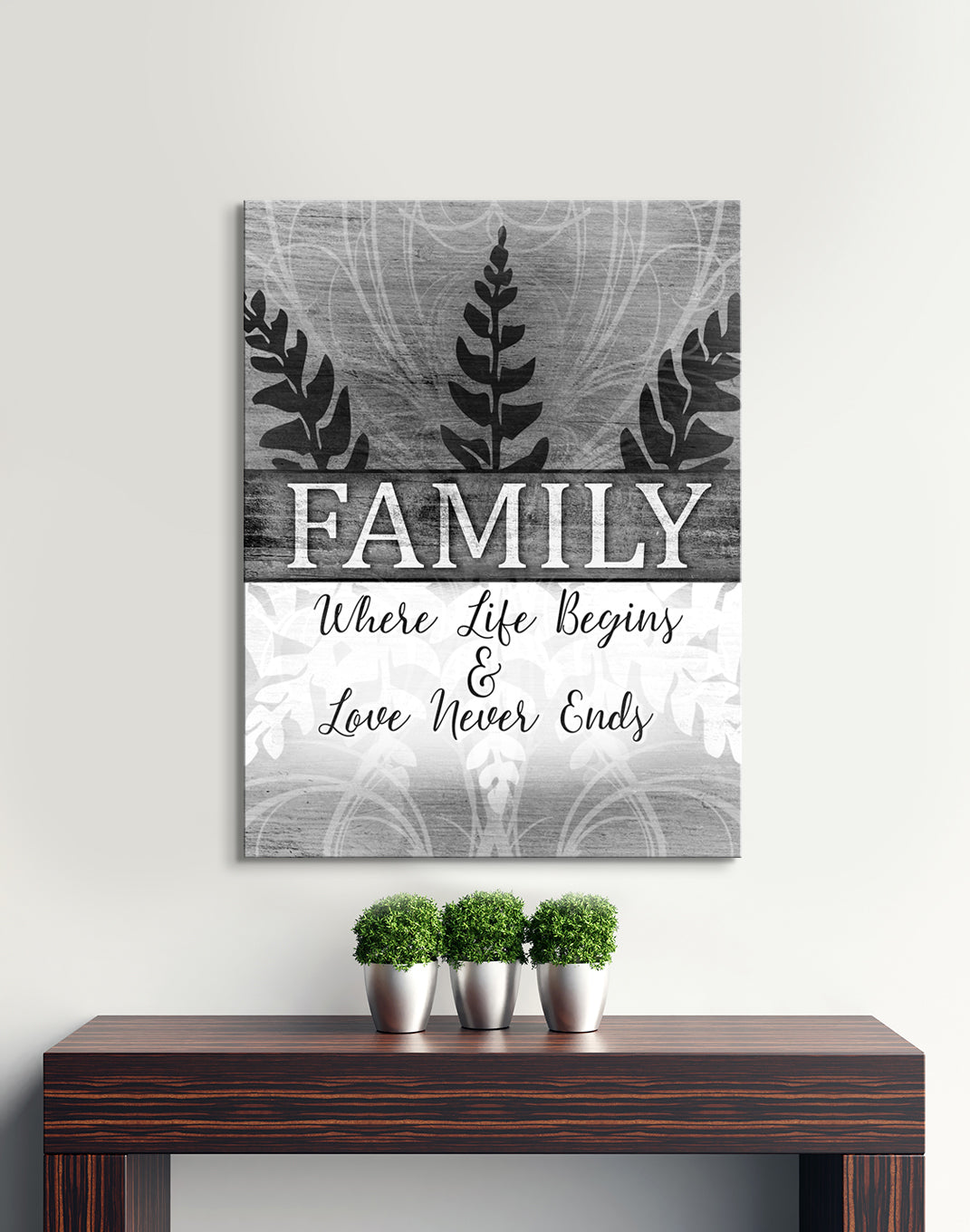 Exclusive Family Wall Art: 'Family Where Life Begins and Love Never Ends' V3 - Wood Frame, Ready To Hang, Buy 2 Save 20%