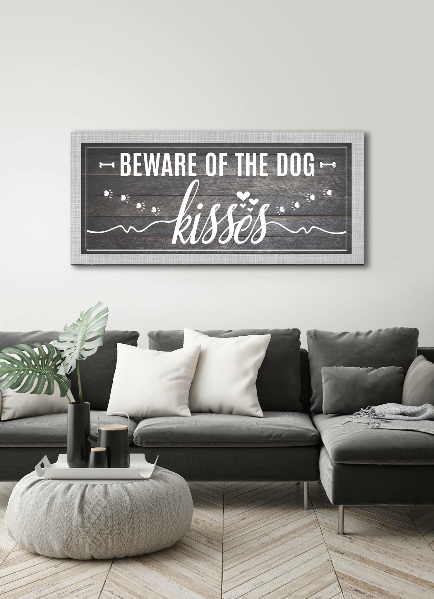 Ready-to-Hang Wood Frame Pet Wall Art: Watch Out for Dog Kisses