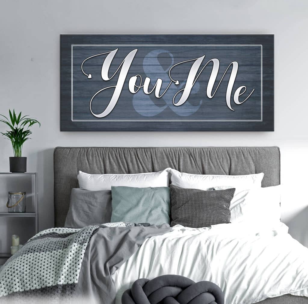 Ready-to-Hang You & Me V2 Bedroom Wall Art with Wood Frame