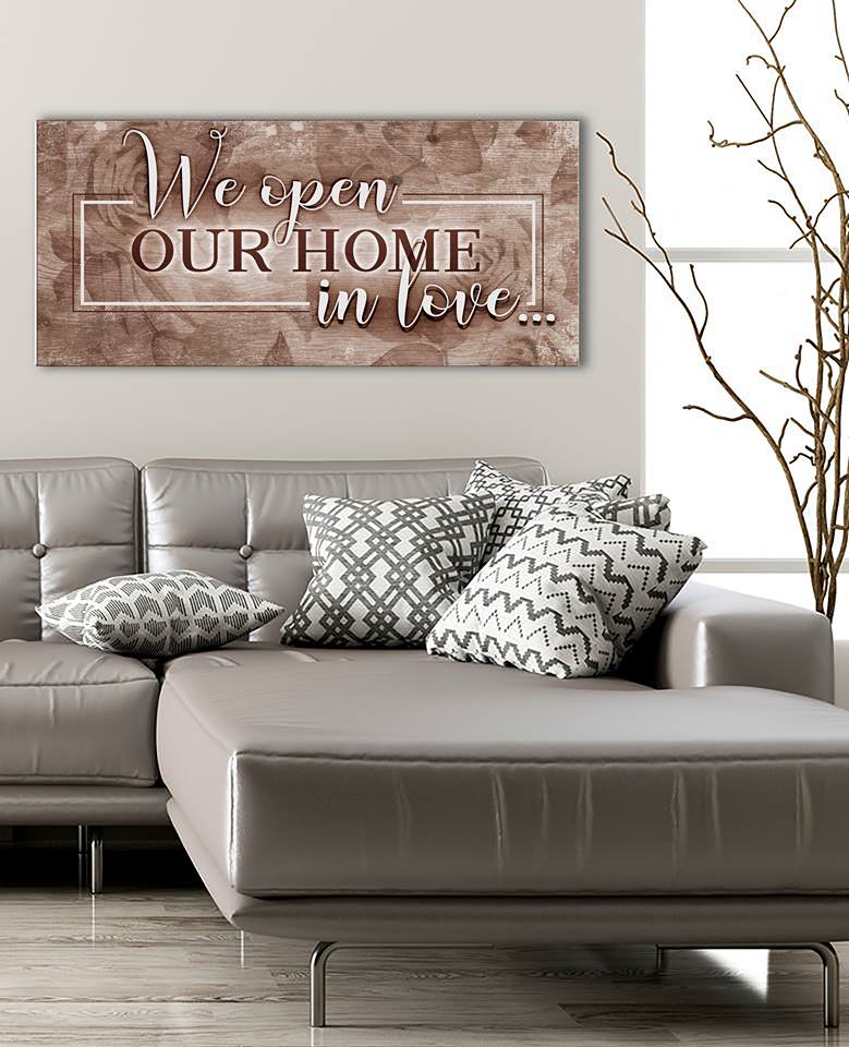High - Quality Wood - Framed Wall Art: 'We Open Our Home In Love' Ready To Hang