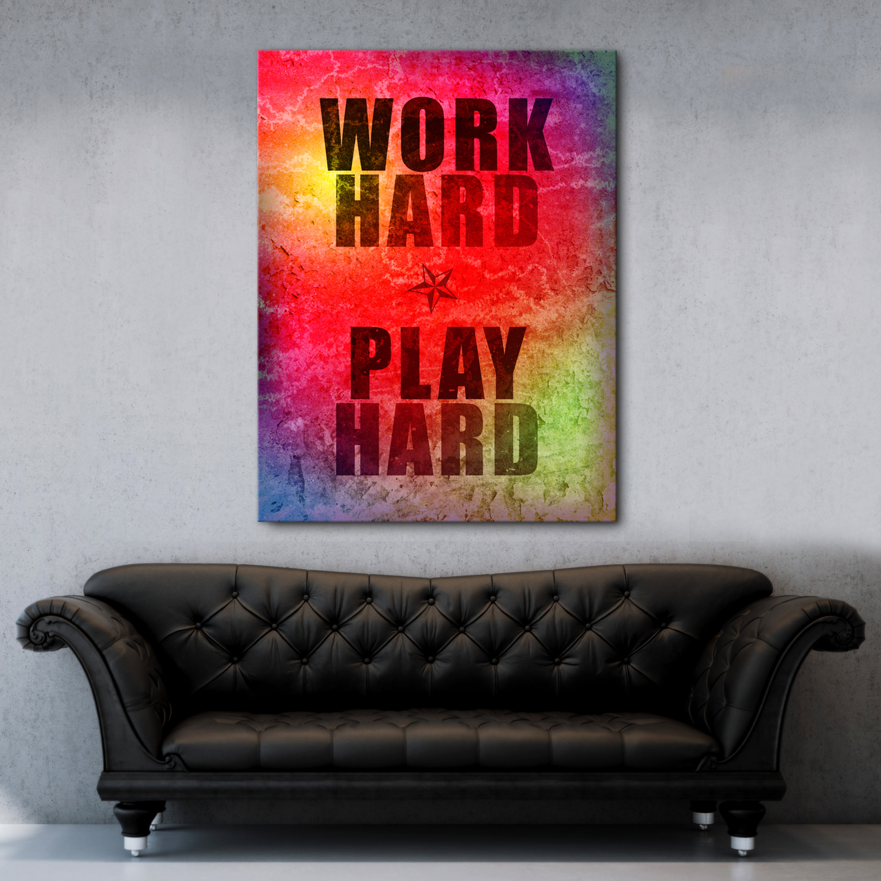 Exclusive Business Wall Art: 'Work Hard Play Hard' in Wood Frame, Ready to Hang - Buy 2 Get 20% Off!