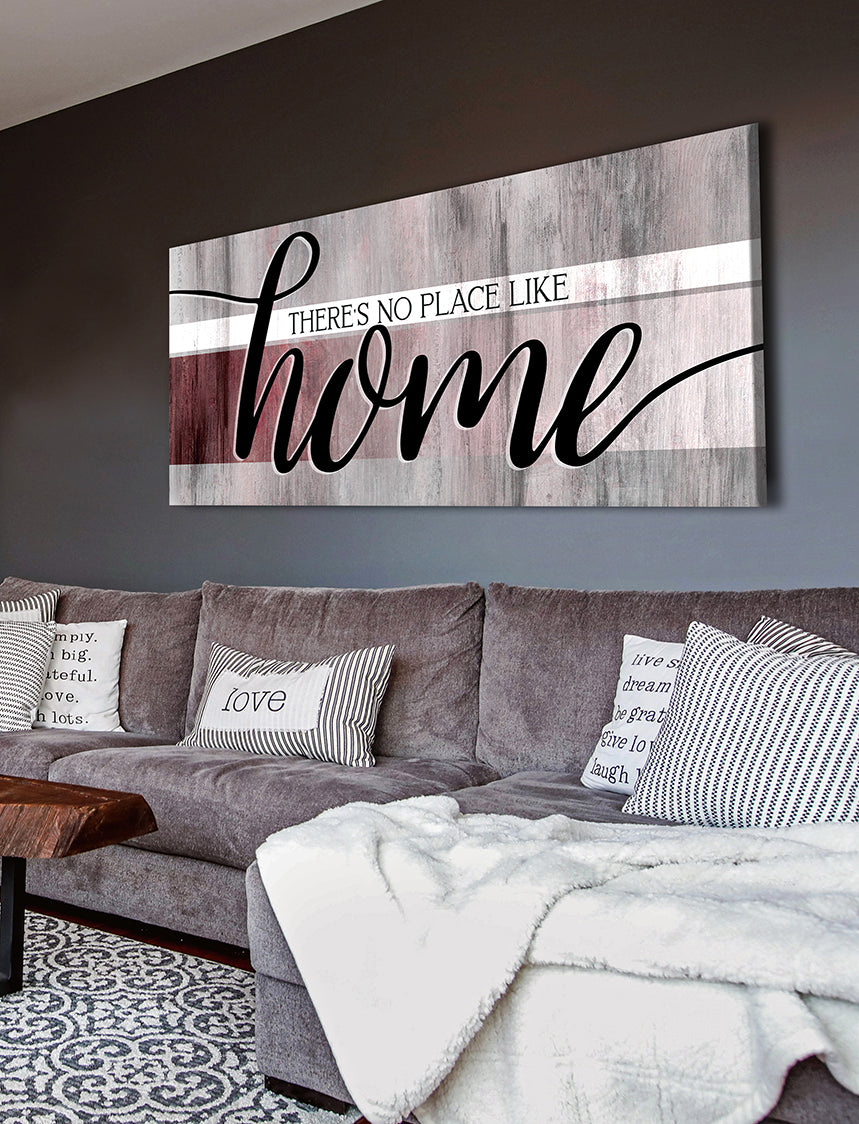 Exclusive Offer! Home Wall Art - 'There's No Place Like Home V9' with Wood Frame, Ready to Hang