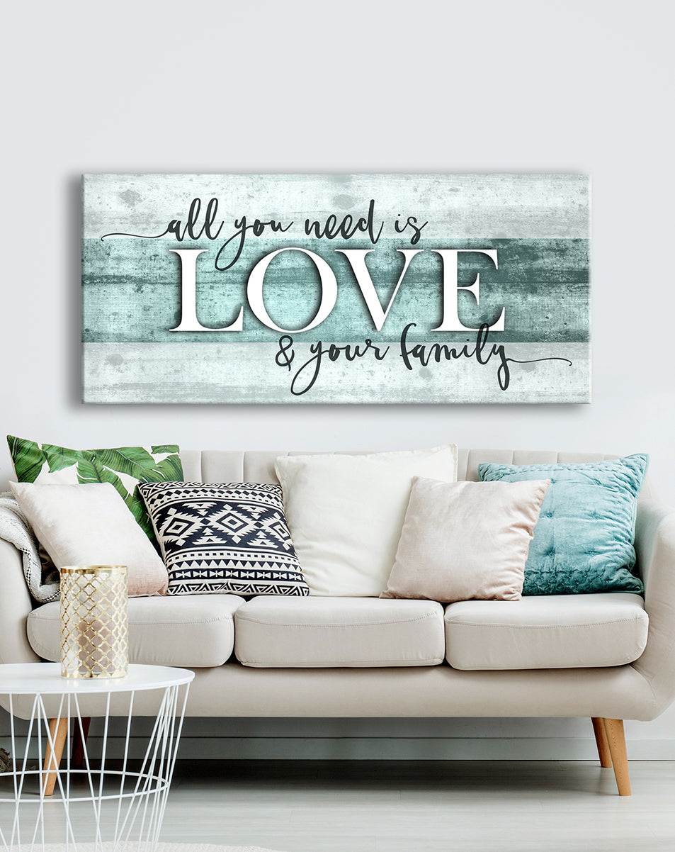 Hot! Family Wall Art: All You Need Is Love And Family (Wood Frame, Ready To Hang)