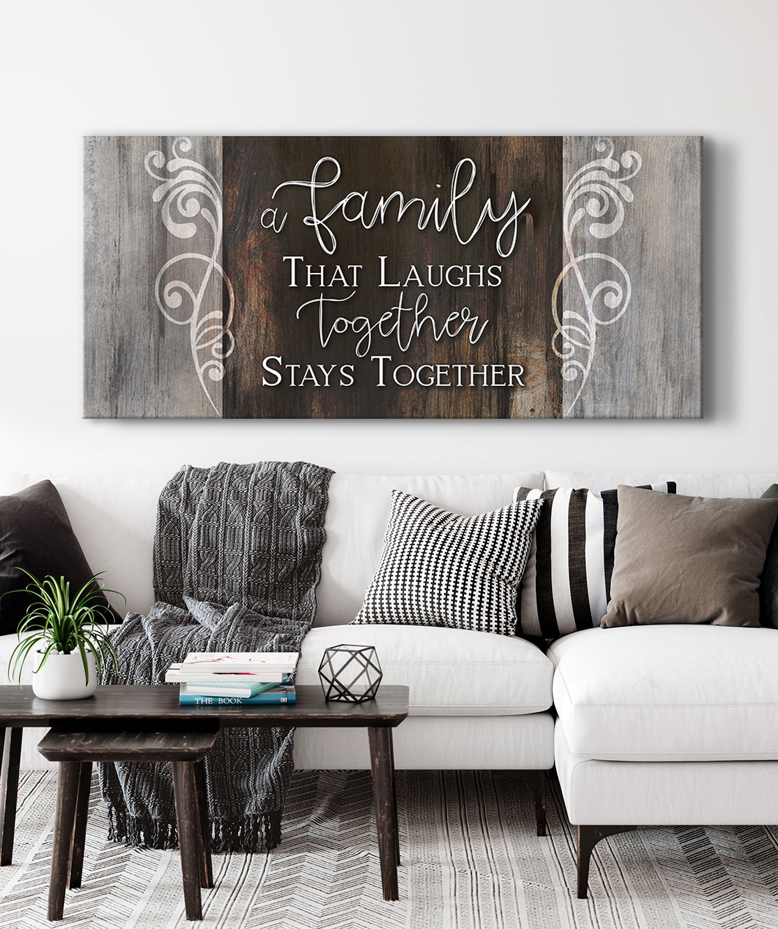 Exclusive Family Wall Art: Family That Laughs Together - Wood Frame, Ready To Hang
