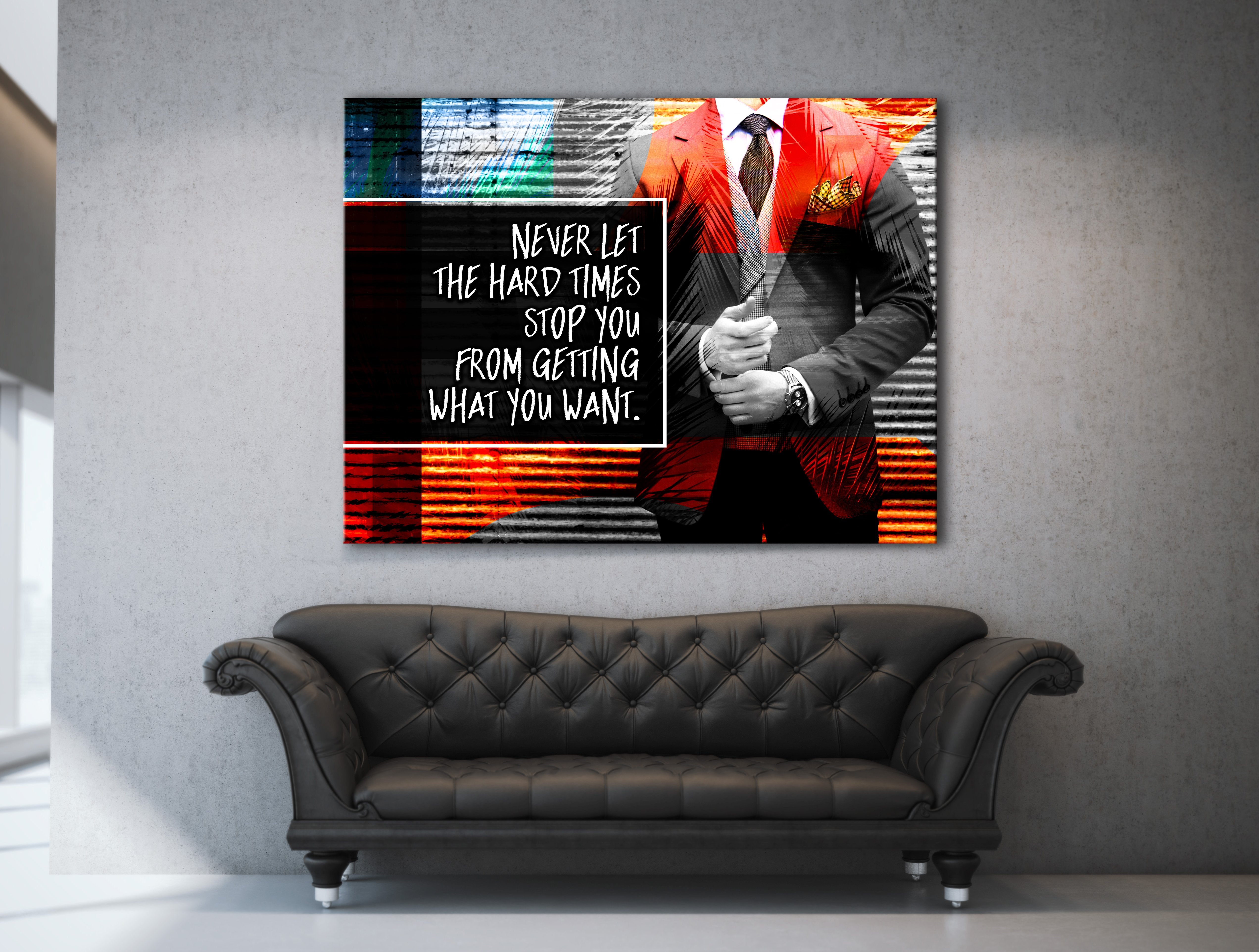 Business Wall Art: Never Let The Hard Times Stop You (Wood Frame Ready To Hang)