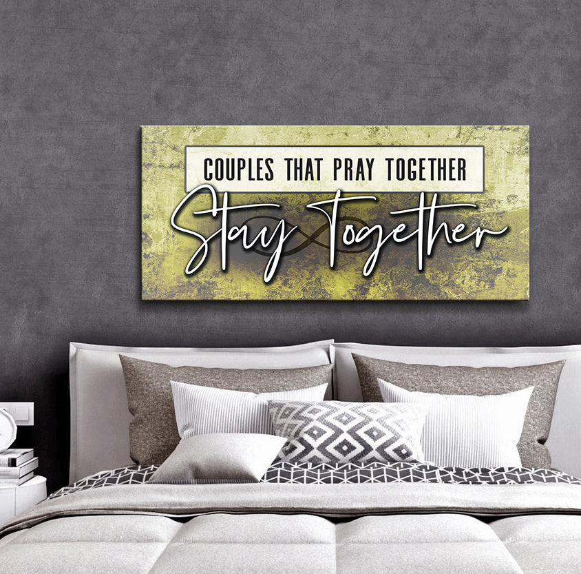 Exclusive Couples Wall Art: 'Couples That Pray Together Stays Together' with Wood Frame, Ready to Hang - Buy 2 Get 20% Off