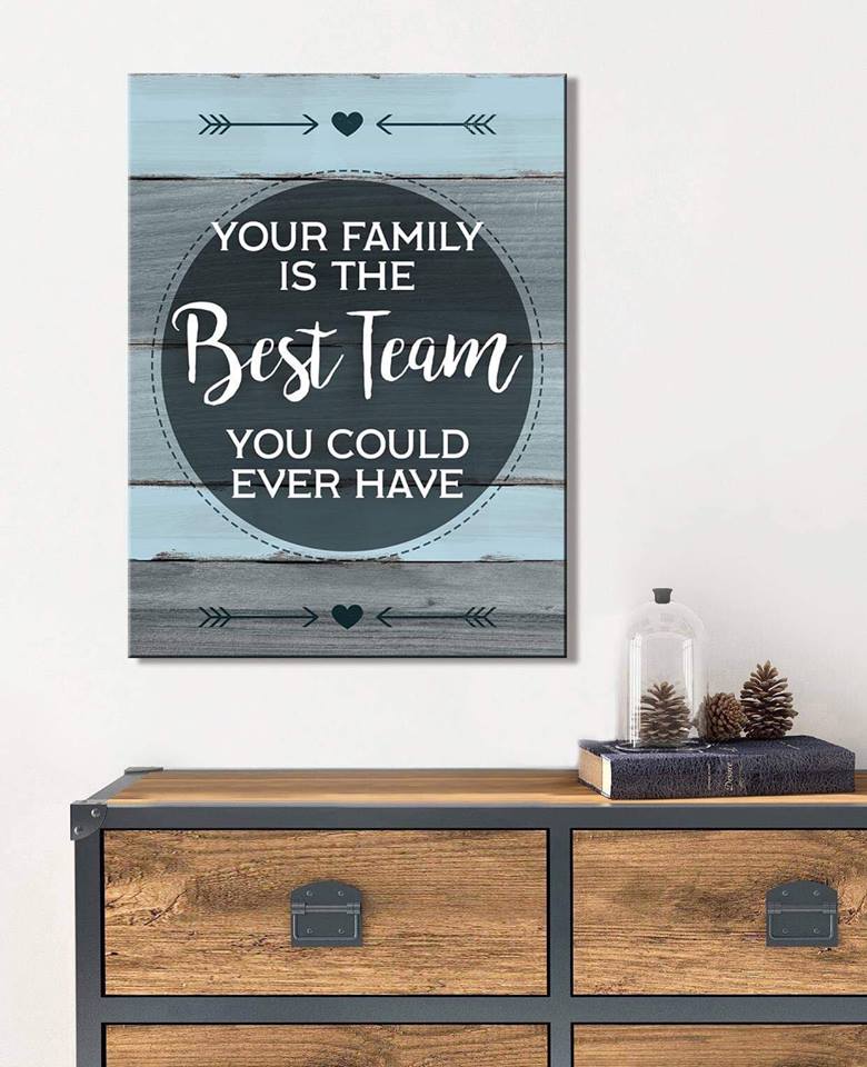 Exclusive Home Wall Art: 'Your Family Is The Best Team' V2 with Wood Frame, Ready To Hang - Buy 2 Save 20%